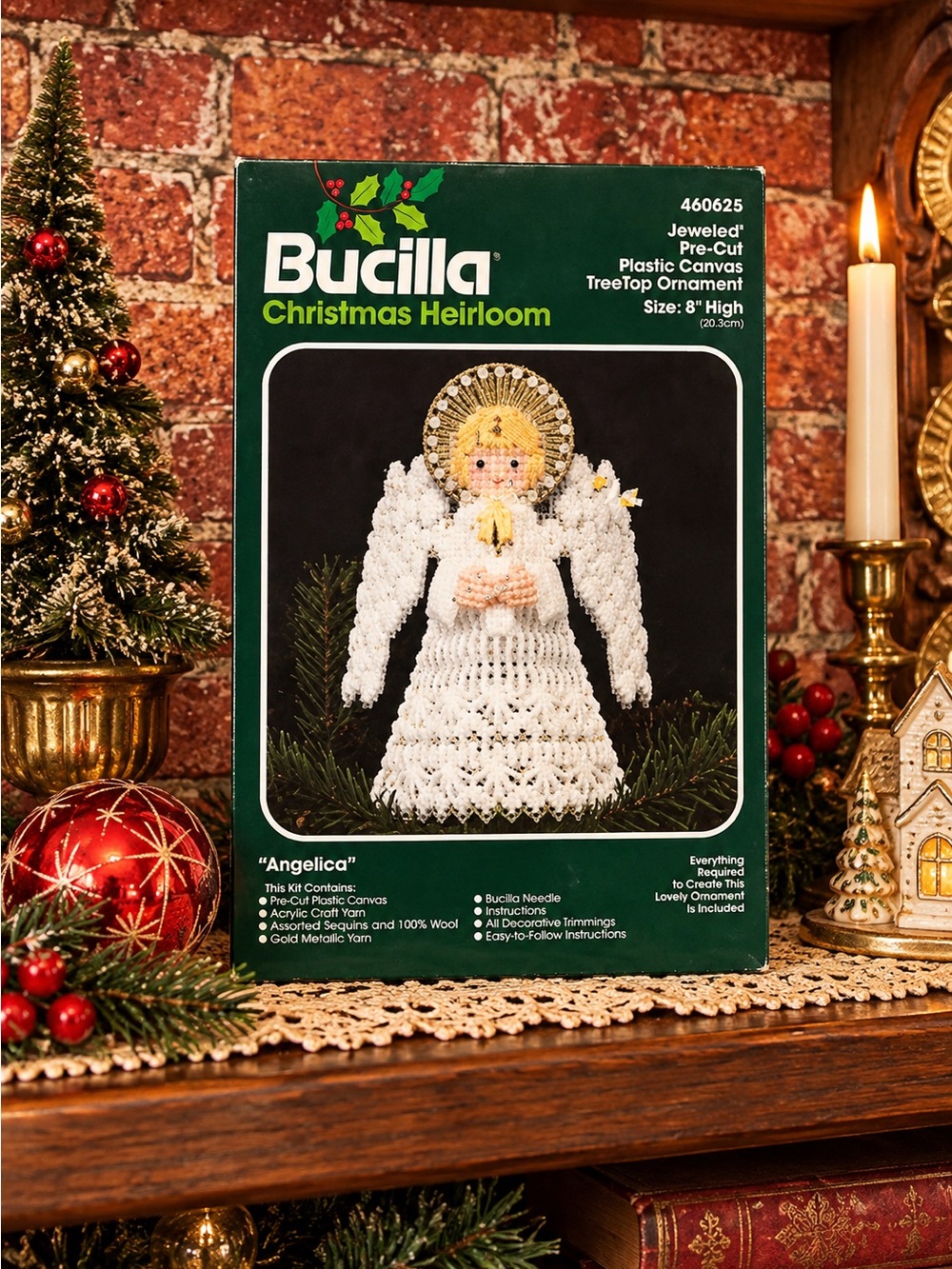 Vintage Bucilla Retired Applique 8" Christmas Celestial Angel Ornament Kit